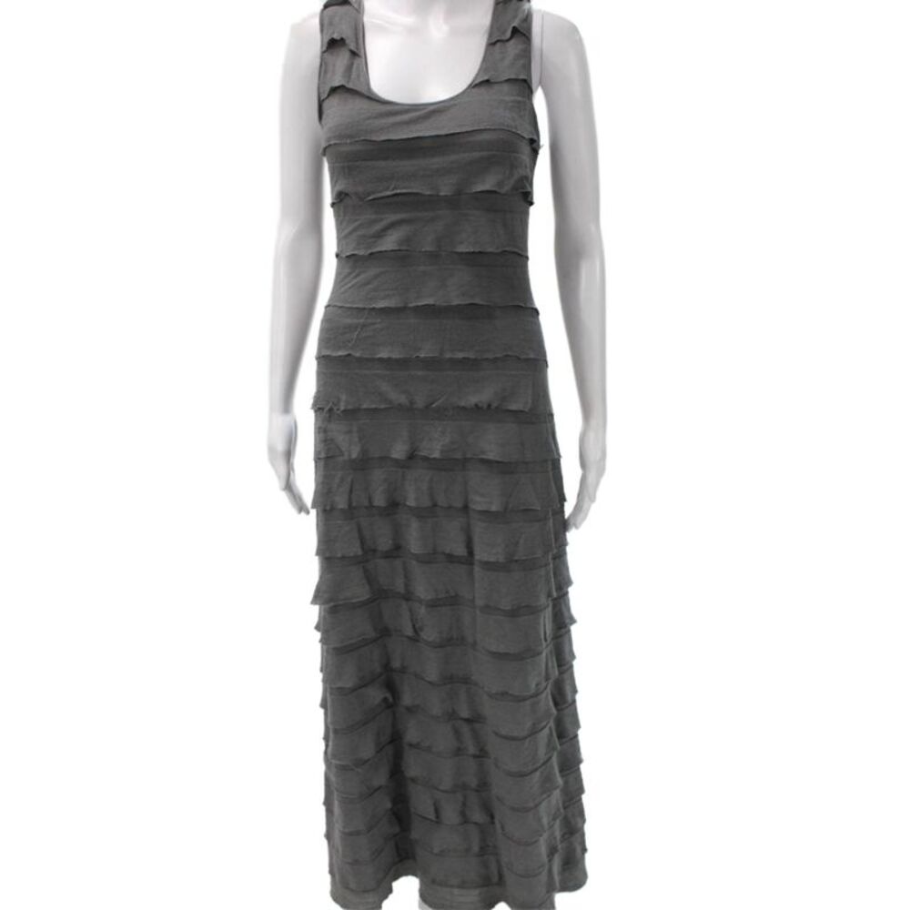 Max Studio Womens Maxi Dress Gray Sleeveless Scoop Neck Long Size XS